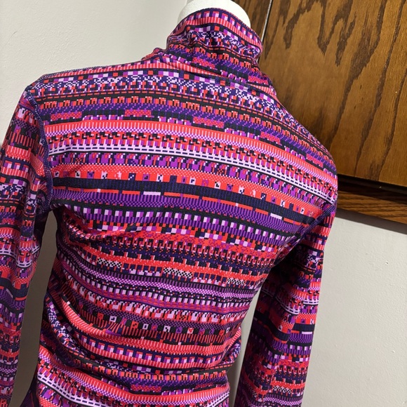 Nike Pro Dri Fit Geometric Quarter Zip Long Sleeve Spandex Shirt Size Medium - Picture 5 of 11